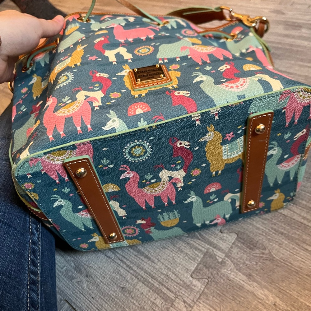 Dooney & Bourke Blue Llama Print Bucket Bag - Picture 6 of 6